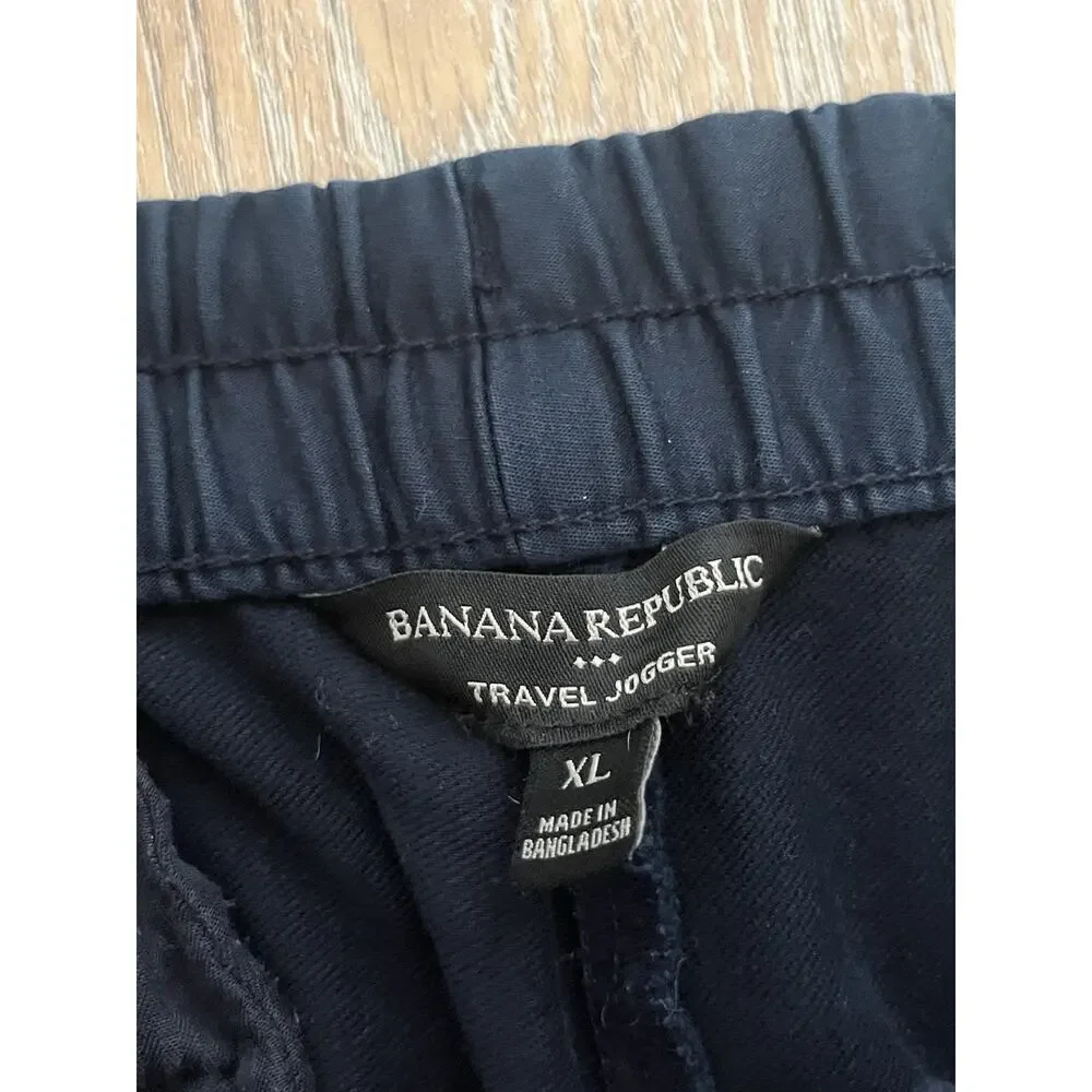 Banana Republic Travel Jogger Pants Men’s XL Navy Blue Stretch Casual Drawstring
